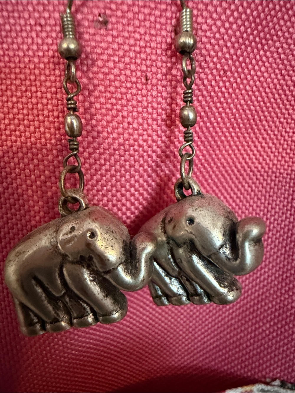 Elephant Dangle Earrings - Silver-Tone Elephant Charm